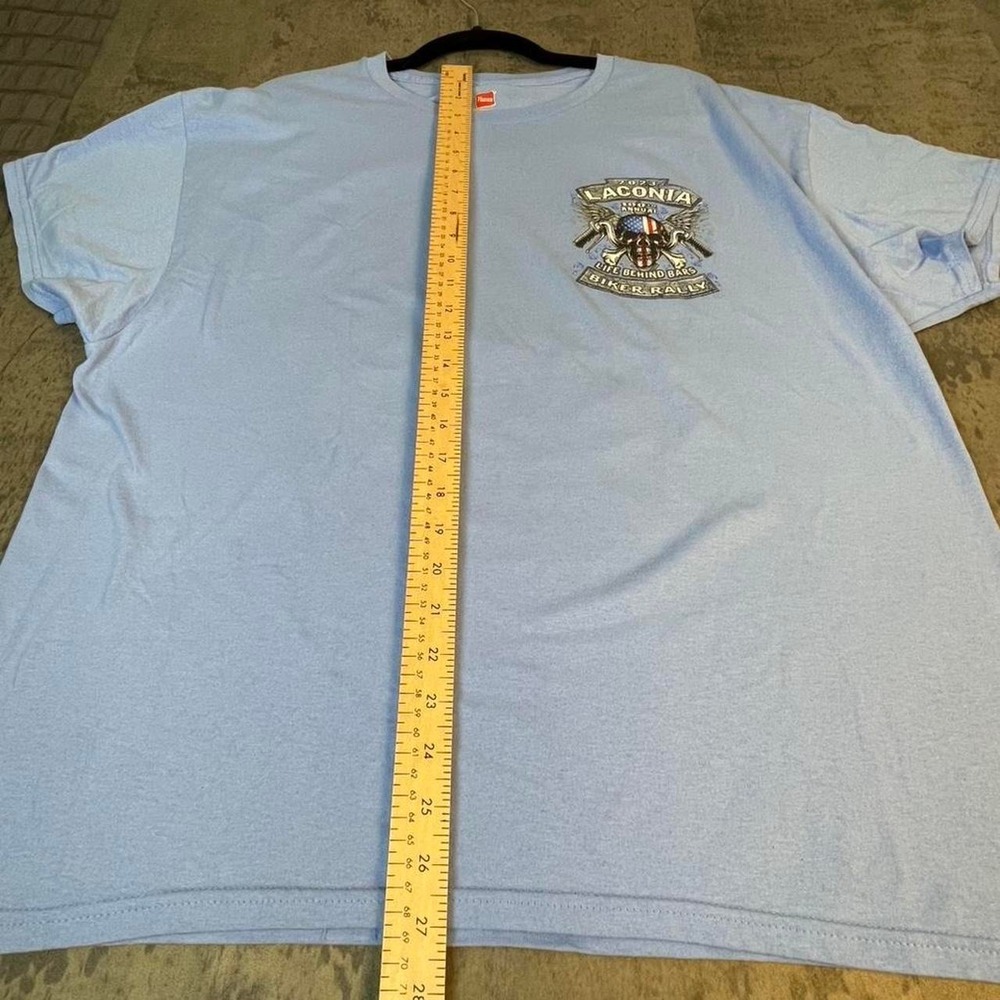 Hanes 2023 Laconia 100th Annual Biker Rally T-Shirt Blue XL Life Behind Bars